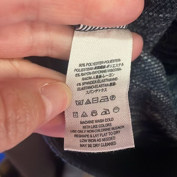 Free People Navy & White Space Dye Long Pencil Skirt with zippered slit - Picture 5 of 6